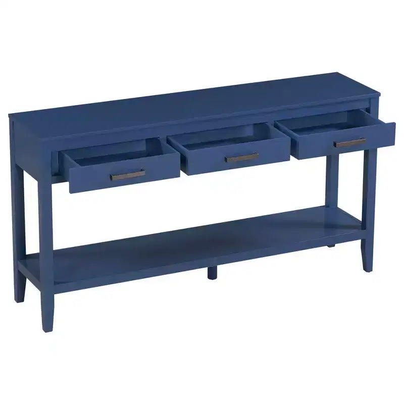 Console d'entrée contemporaine Whisen à 3 tiroirs, table d'appoint de canapé avec une étagère ouverte