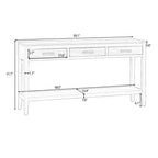 Console d'entrée contemporaine Whisen à 3 tiroirs, table d'appoint de canapé avec une étagère ouverte