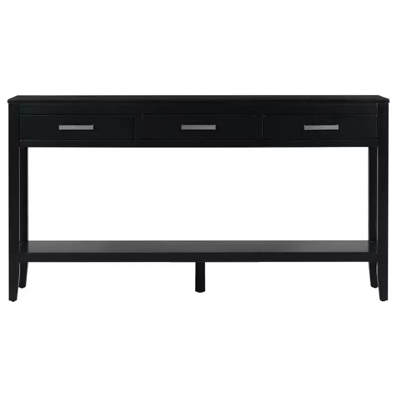 Console d'entrée contemporaine Whisen à 3 tiroirs, table d'appoint de canapé avec une étagère ouverte