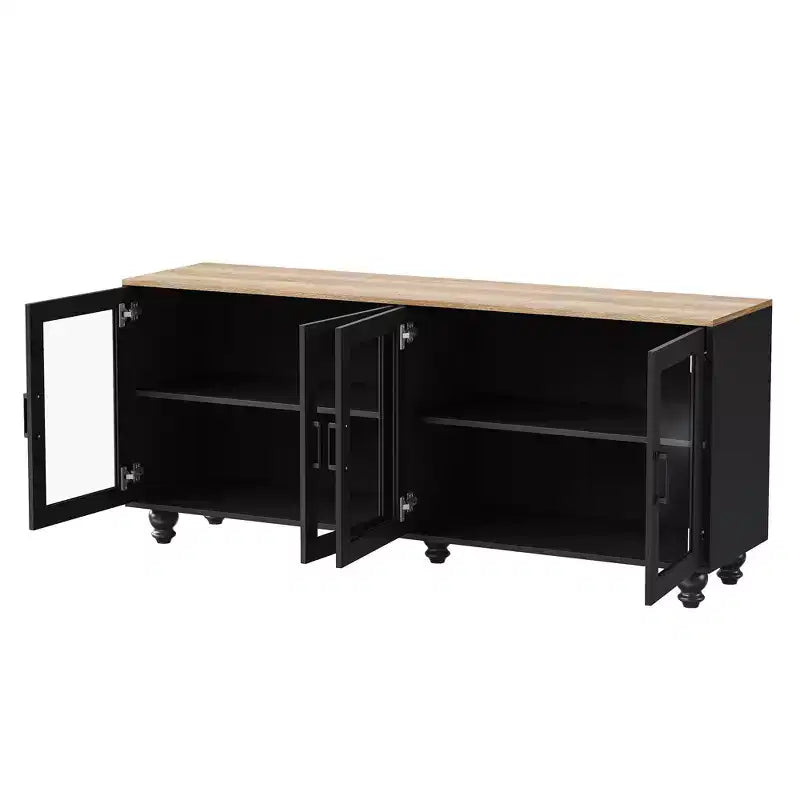 Meuble TV moderne pour téléviseurs jusqu'à 70 pouces, centre de divertissement avec meuble de rangement, console multimédia avec étagères réglables pour salon et chambre à coucher.