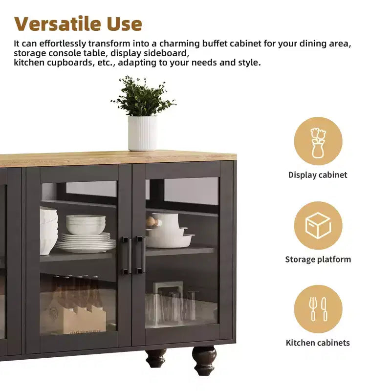 Meuble TV moderne pour téléviseurs jusqu'à 70 pouces, centre de divertissement avec meuble de rangement, console multimédia avec étagères réglables pour salon et chambre à coucher.