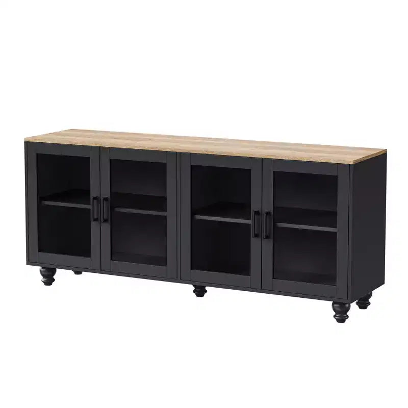 Meuble TV moderne pour téléviseurs jusqu'à 70 pouces, centre de divertissement avec meuble de rangement, console multimédia avec étagères réglables pour salon et chambre à coucher.
