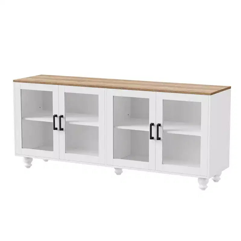 Meuble TV moderne pour téléviseurs jusqu'à 70 pouces, centre de divertissement avec meuble de rangement, console multimédia avec étagères réglables pour salon et chambre à coucher.