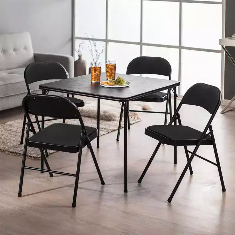 SUGIFT Lot de 4 chaises pliantes rembourrées en tissu, chaises de salle à manger portables, noires