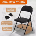 SUGIFT Lot de 4 chaises pliantes rembourrées en tissu, chaises de salle à manger portables, noires