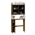 Famapy Industrial Bathroom Storage Rack with Metal Mesh Doors and Over-The-Toilet Design