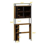 Meuble de rangement industriel pour salle de bain Famapy avec portes en maille métallique et design au-dessus des toilettes