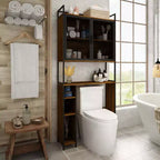 Meuble de rangement industriel pour salle de bain Famapy avec portes en maille métallique et design au-dessus des toilettes