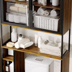 Meuble de rangement industriel pour salle de bain Famapy avec portes en maille métallique et design au-dessus des toilettes