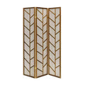 Room Divider Screen with Jute Insert Geometric Cutout Wood 71 inches High