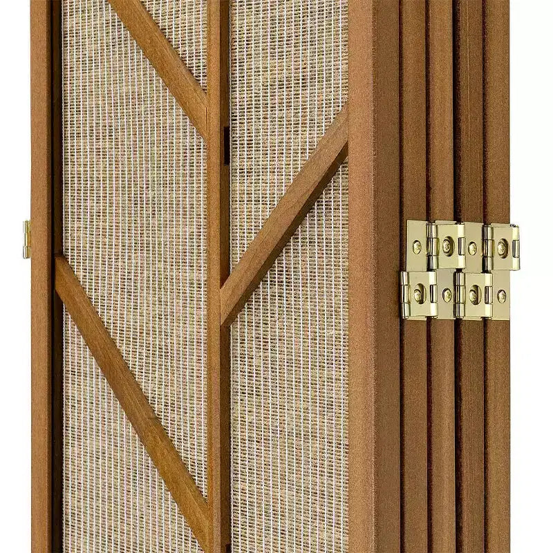 Paravent avec insert en jute Découpe géométrique en bois 180 cm de haut