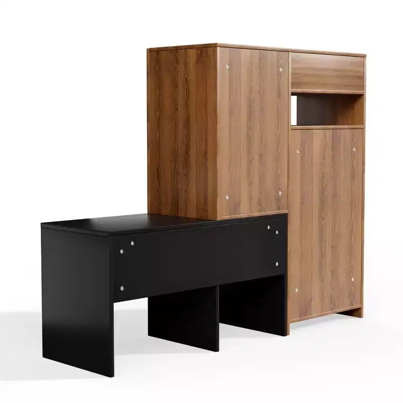Meuble de rangement pour chaussures HYLEORY de style ferme avec banc à chaussures, étagères à chaussures à 4 niveaux pour 20 paires