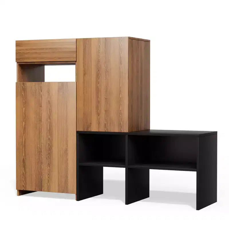 Meuble de rangement pour chaussures HYLEORY de style ferme avec banc à chaussures, étagères à chaussures à 4 niveaux pour 20 paires