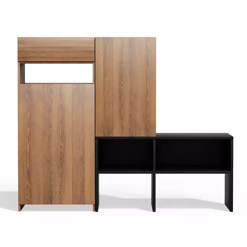 Meuble de rangement pour chaussures HYLEORY de style ferme avec banc à chaussures, étagères à chaussures à 4 niveaux pour 20 paires