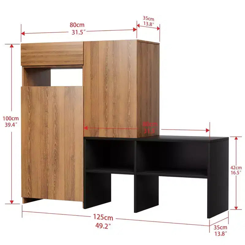 Meuble de rangement pour chaussures HYLEORY de style ferme avec banc à chaussures, étagères à chaussures à 4 niveaux pour 20 paires