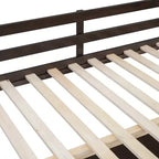 Lit mezzanine en bois pleine grandeur avec bureau en U, compartiments de rangement et miroir pliable en trois – ModernLuxe