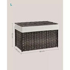SONGMICS Panier de rangement avec couvercle, bac de rangement de 105 L (27,7 gallons), panier de rangement tressé pour couvertures avec poignées, pliable, doublure amovible, cadre en métal