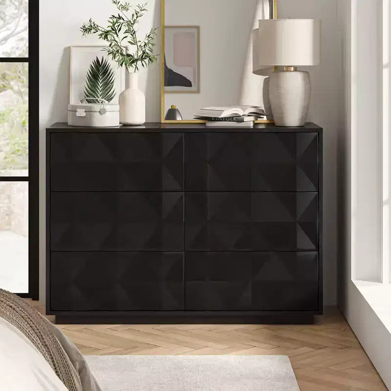 Commode 6 tiroirs Randolf avec pieds réglables | ART OF LIVING DESIGNS-NOIR