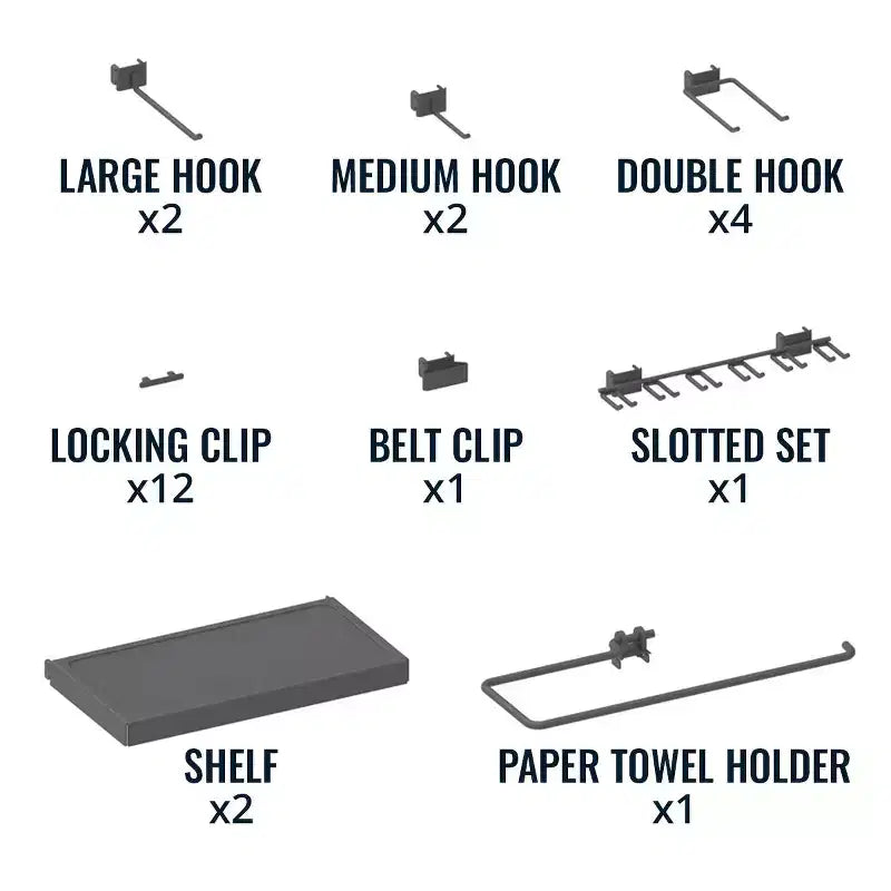 StoreYourBoard 34 x 32 Panneau perforé Pristine | 13 accessoires
