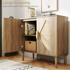 Buffet Whizmax avec Rangement, Meuble de Rangement avec 2 Portes en Rotin, Buffet, Armoire d'Appoint pour Salon, Entrée, Naturel