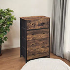 SONGMICS Commode de rangement à 5 tiroirs en tissu, tour de commode, façade et dessus en bois, façade et dessus en bois ajoutent une touche élégante