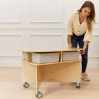 Table de collaboration mobile avec rangement ECR4Kids, mobilier polyvalent