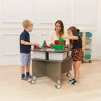 Table de collaboration mobile avec rangement ECR4Kids, mobilier polyvalent