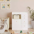 Famapy White Changing Table Leather Pull-Outs Large Worktop More Storage Space