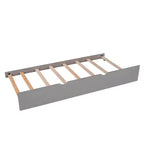 Lit plateforme en L jumeau avec lit gigogne et tiroirs relié à un bureau intégré, gris - ModernLuxe