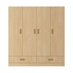 Famapy Armoire 4 portes beige avec finition couleur bois 2 tiroirs du bas Meuble de rangement élégant