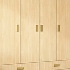 Famapy Armoire 4 portes beige avec finition couleur bois 2 tiroirs du bas Meuble de rangement élégant