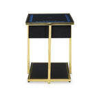 Table d'appoint intelligente Rexwell Signature Design by Ashley avec haut-parleur Bluetooth et chargement sans fil, finition noire et dorée