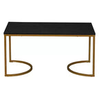 Table basse rectangulaire Half Moon en bois de chêne noir et métal doré