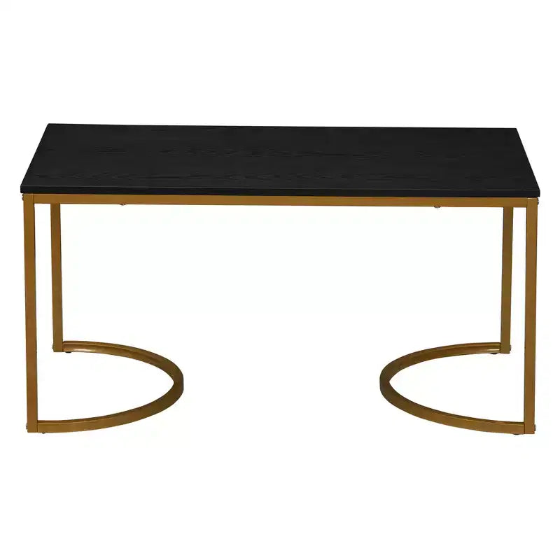 Table basse rectangulaire Half Moon en bois de chêne noir et métal doré
