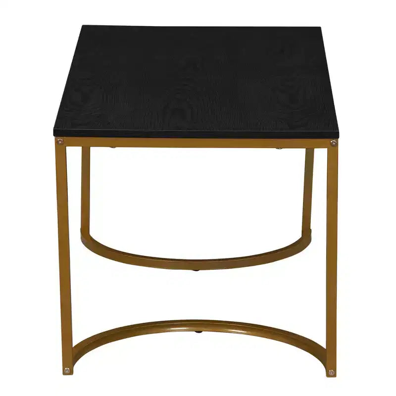Table basse rectangulaire Half Moon en bois de chêne noir et métal doré