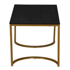 Table basse rectangulaire Half Moon en bois de chêne noir et métal doré