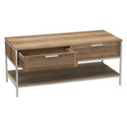 Table basse rectangulaire Bungalow avec étagère de rangement et 2 tiroirs