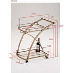 Kings Brand Furniture - Chariot de bar roulant de service sur roulettes verrouillables avec porte-bouteilles - Métal doré