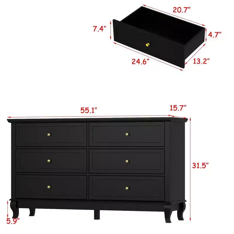 Famapy Commode double à 6 tiroirs, Organiseur de rangement pour chambre à coucher