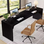Lantine 78.7 Grand Bureau d'angle double pour ordinateur, poste de travail pour bureau à domicile