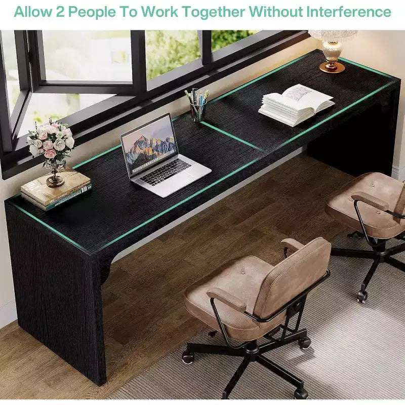 Lantine 78.7 Grand Bureau d'angle double pour ordinateur, poste de travail pour bureau à domicile