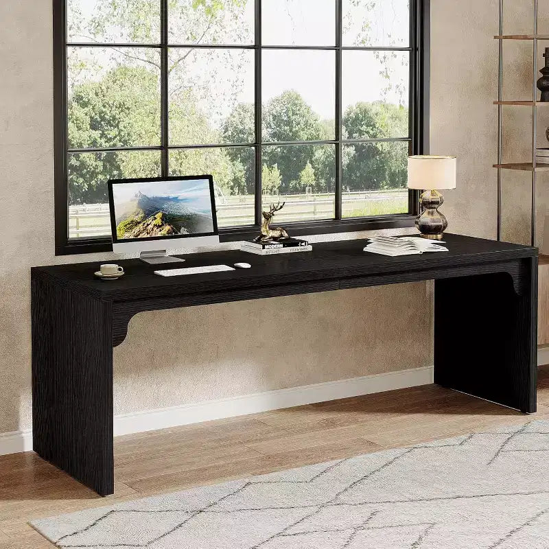 Lantine 78.7 Grand Bureau d'angle double pour ordinateur, poste de travail pour bureau à domicile