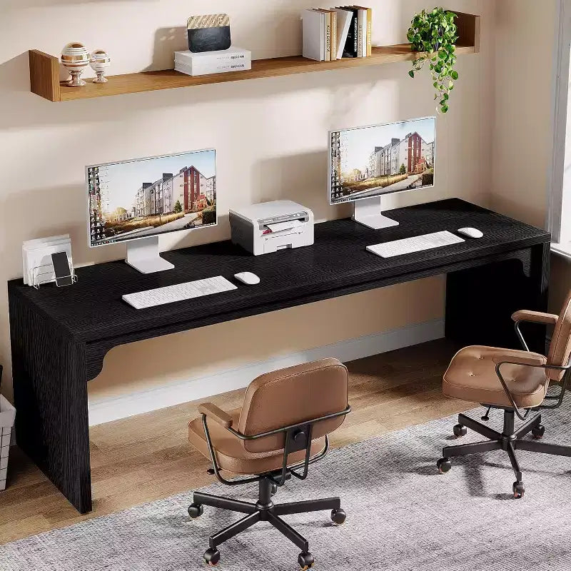 Lantine 78.7 Grand Bureau d'angle double pour ordinateur, poste de travail pour bureau à domicile