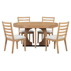 Ensemble de salle à manger fonctionnel Whisen 5 pièces, style rustique rétro, avec 1 table extensible et 4 chaises rembourrées