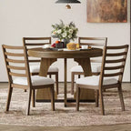 Ensemble de salle à manger fonctionnel Whisen 5 pièces, style rustique rétro, avec 1 table extensible et 4 chaises rembourrées