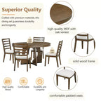 Ensemble de salle à manger fonctionnel Whisen 5 pièces, style rustique rétro, avec 1 table extensible et 4 chaises rembourrées
