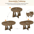 Ensemble de salle à manger fonctionnel Whisen 5 pièces, style rustique rétro, avec 1 table extensible et 4 chaises rembourrées