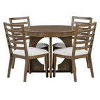 Ensemble de salle à manger fonctionnel Whisen 5 pièces, style rustique rétro, avec 1 table extensible et 4 chaises rembourrées