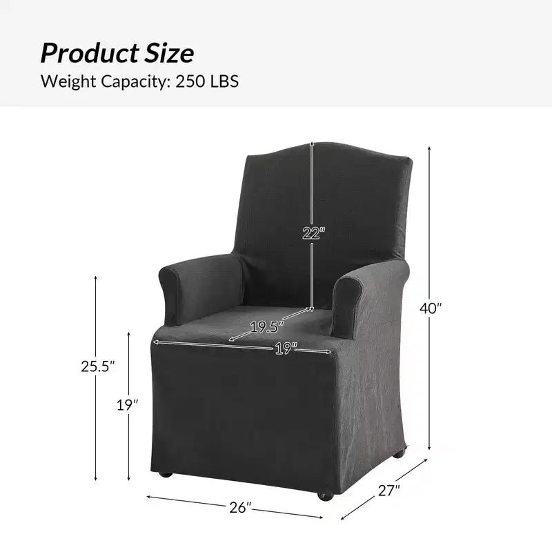 Chaise de salle à manger Arnold, lot de 4, accoudoirs roulés | ARTFUL LIVING DESIGN