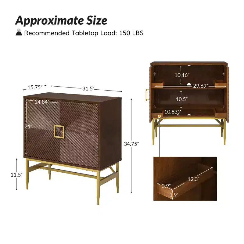 Eli 34 Grande armoire d'appoint moderne à 2 portes | ART OF LIVING DESIGNS-WALNUT